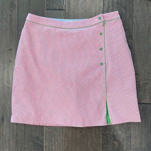 Tommy Hilfiger pink and white striped seersucker skort, size 8